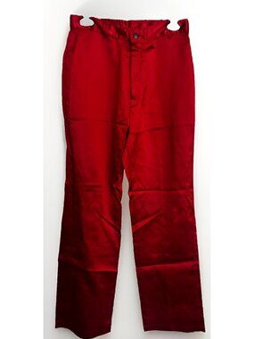 VTG Landlubber RED High Waisted Small Smooth Glossy Satin 70s Disco Pants     H
